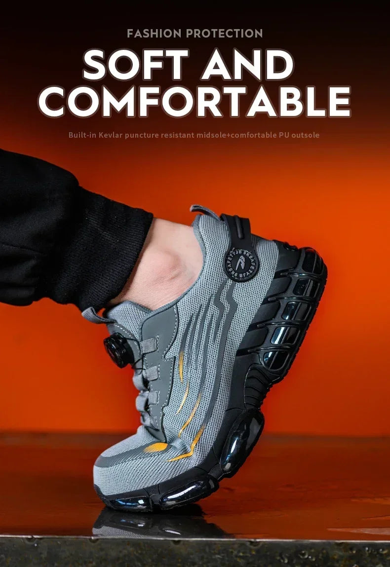 Rotating Button Safety Shoes for Men – Anti-Smash, Anti-Puncture Work & Security Protective Boots, Fashion Sport Design