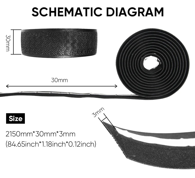 BUCKLOS Road Bike Handlebar Tape – PU Shock-Absorbing Anti-Slip Wrap with Bar End Plugs for Cycling