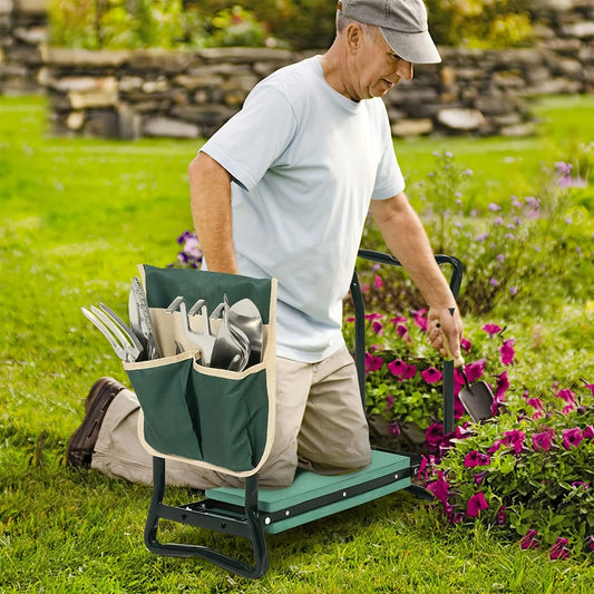 Upgraded Foldable Garden Kneeler & Seat – Heavy-Duty Gardener Stool with Thickened Soft Kneeling Pad