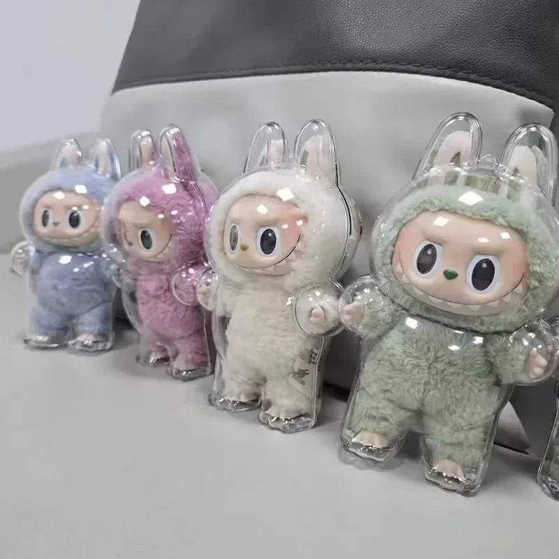 Transparent Protective Display Cover for Labubu Elf Plush Dolls – Cute Storage Box for Party Toys