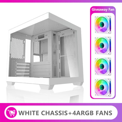 Aigo 275P Gaming PC Case — Sea View M-ATX/ITX Desktop with Double-Sided Tempered Glass