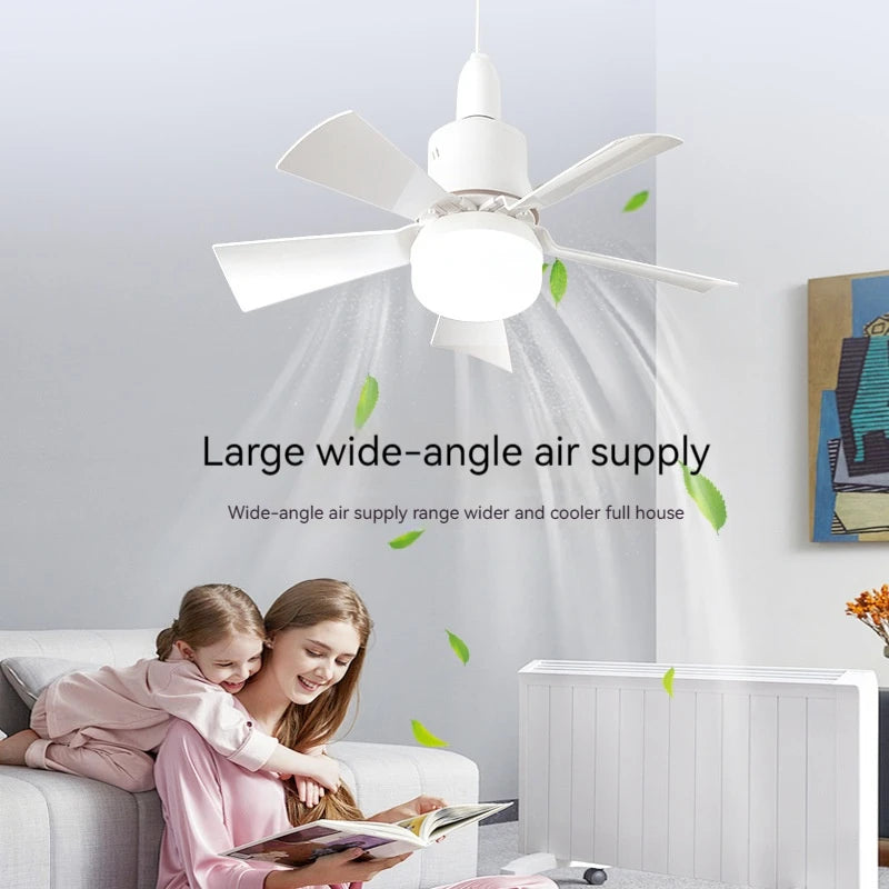 30W E27 Ceiling Fan Light with Remote - LED Dimming Function, Intelligent Silent Fan for Bedroom & Living Room