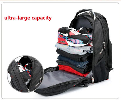 Swiss Multifunctional 17 Inch Laptop Backpack – Durable Travel Bag with USB Charging Port, Water-Resistant College Bookbag