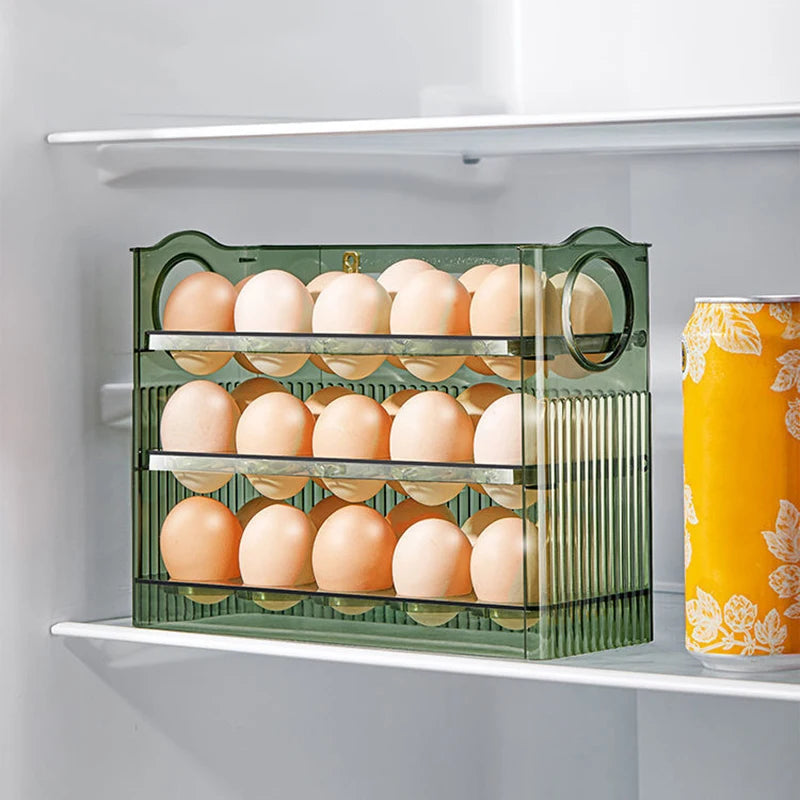 Egg Storage Box Refrigerator Organizer - Food Containers Fresh-keeping Case Holder Tray Dispenser for Kitchen