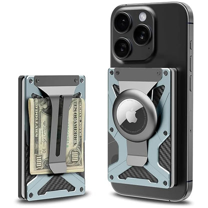 MagSafe Wallet & Money Clip with AirTag Holder + Magnetic Sheet — Fits Magnetic & Non-Magnetic Phones