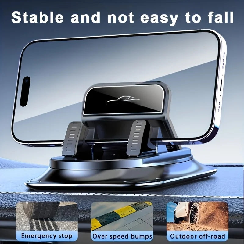Car Center Console Phone Holder - 360° Rotating Anti-Slip Dashboard Navigation Stand