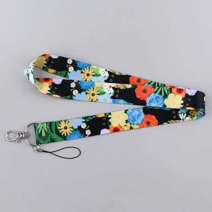 LX1293 Cartoon Black Cat Lanyard – Keychain, ID & Credit Card Holder, Phone Charm Neck Strap, Badge Accessories