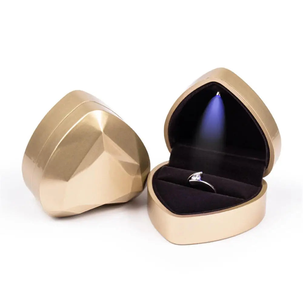 LED Jewelry Ring & Necklace Box — Luxury Velvet Display Case with Light for Engagement, Proposal & Wedding Gifts