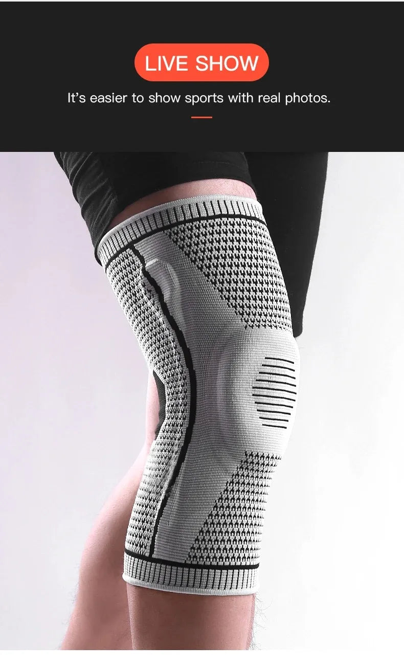Silicone Knee Brace Compression Sleeve – Patella Support Knee Pads for Running & Sports
