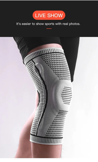 Silicone Knee Brace Compression Sleeve – Patella Support Knee Pads for Running & Sports