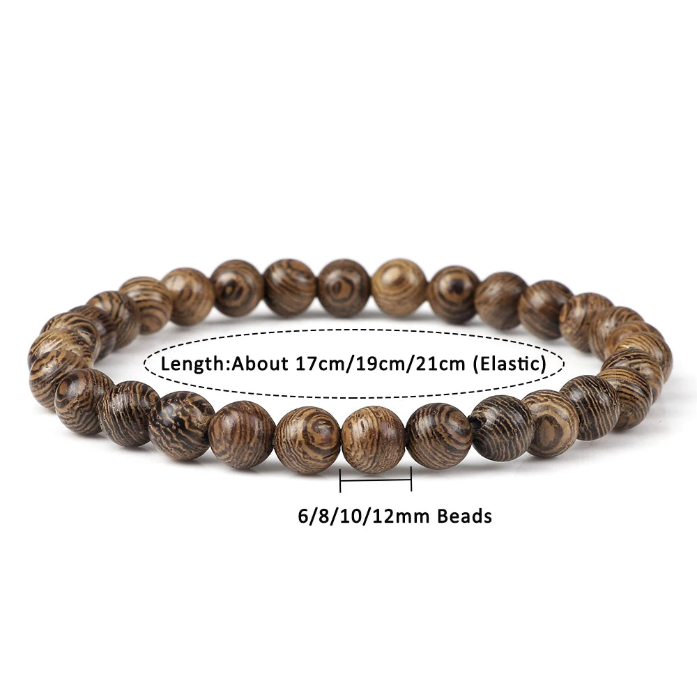 Natural Wooden Beads Bracelet – Tibetan Buddha Rosary Handmade – Yoga, Meditation, Prayer Beaded Jewelry for Men and Women – Perfect Gifts