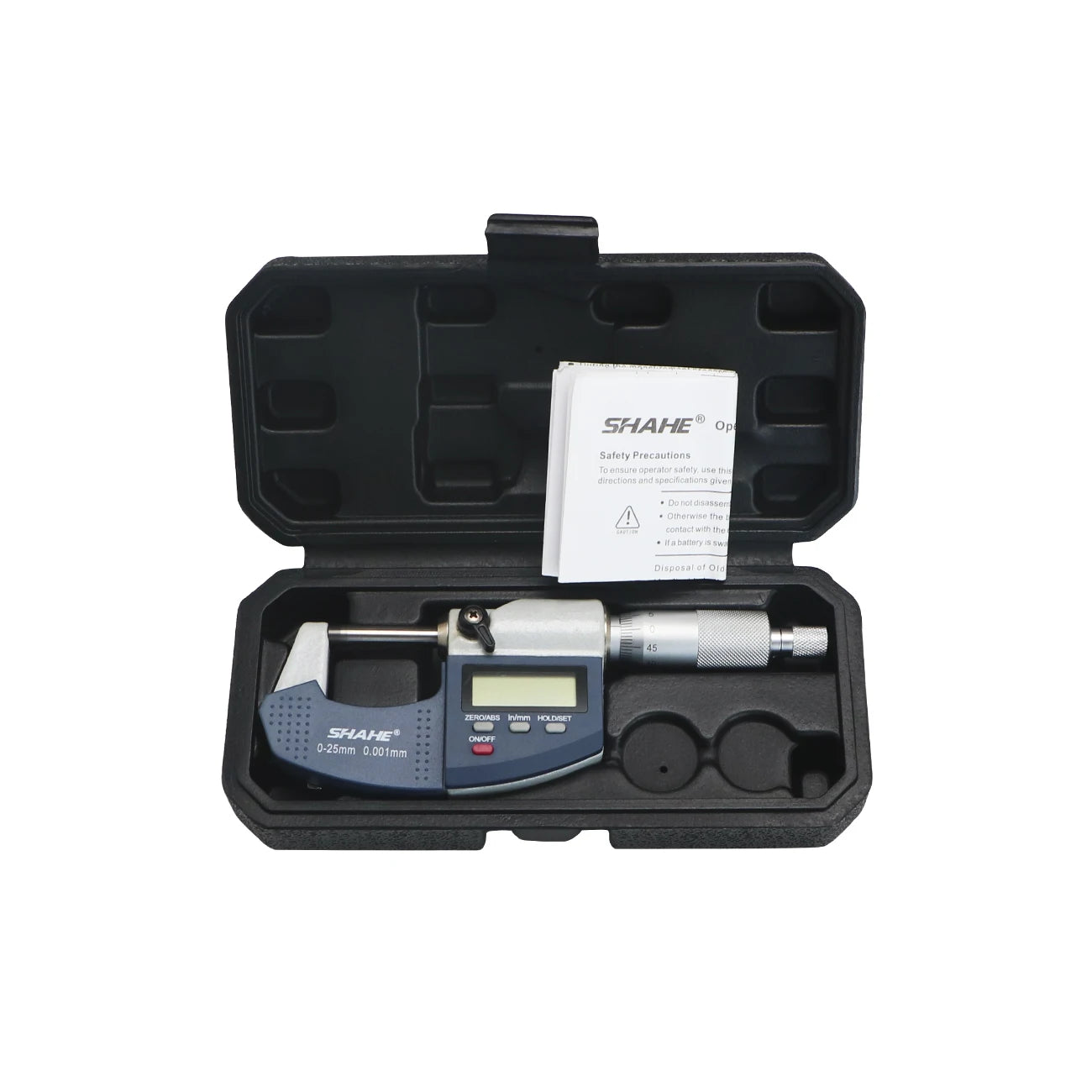 SHAHE 0.001mm Electronic Outside Micrometer — 0-25mm Digital Caliper Gauge for Precision Measurement