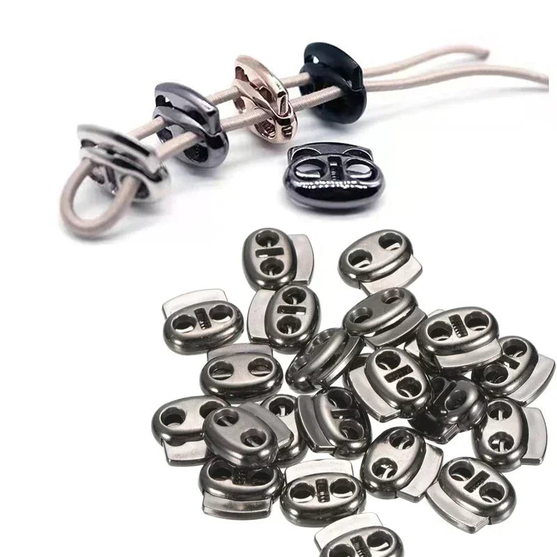 10PCS Twin Hole Metal Cord Lock Set – 4–5.5mm Drawstring Stoppers for Shoelaces & Sportswear Accessories
