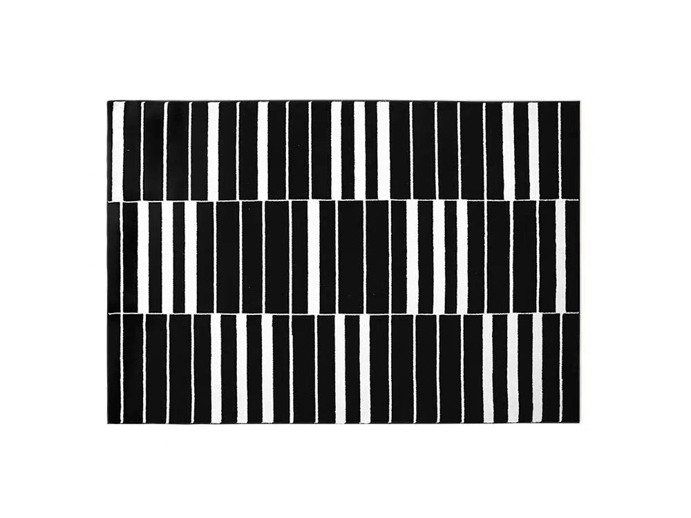 Black Stripe Plush Rug — Non-Slip Luxury Carpet for Living Room, Bedroom, Study, and Nordic Home Decor