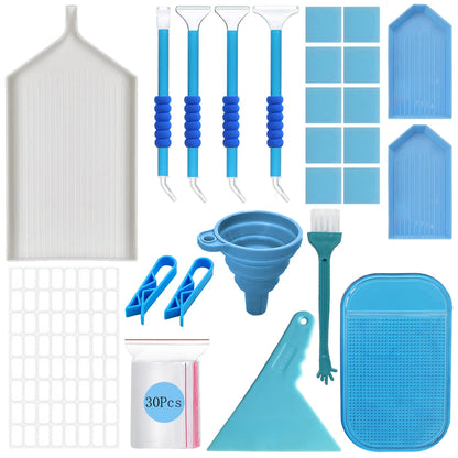 Diamond Painting Accessories Kit - Portable Storage Suitcase with 30 Jars, Tools, Pens, Trays & Organizer Case