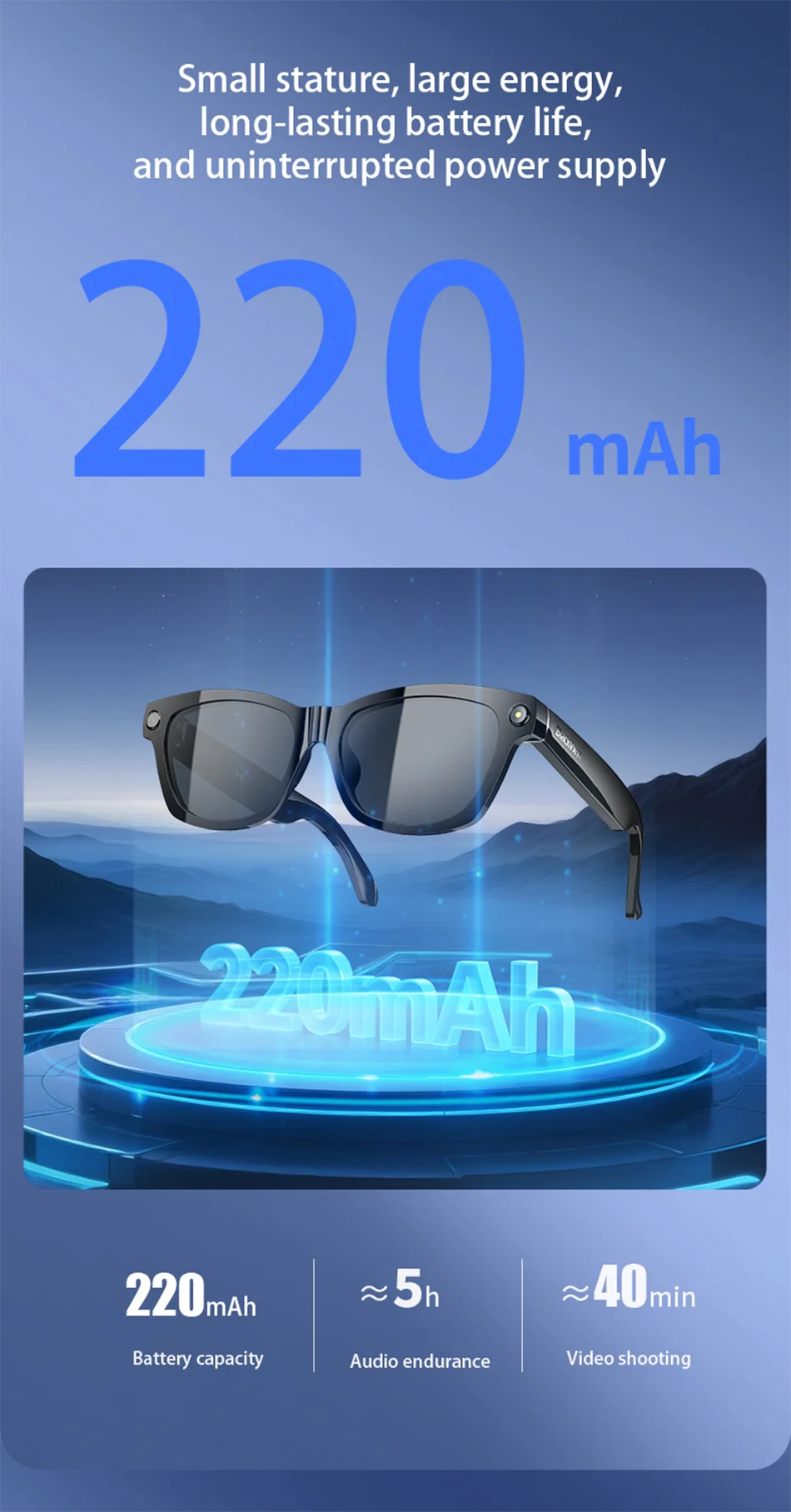 Blackview BV100 AI Smart Shooting Glasses – 2K HD 800W Camera with Bluetooth & Voice Assistant
