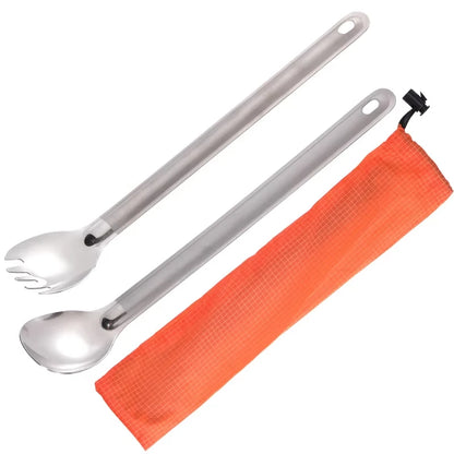 Tiartisan Titanium Long Handle Spork - Ultralight Portable Camping Cutlery for Outdoor Dining