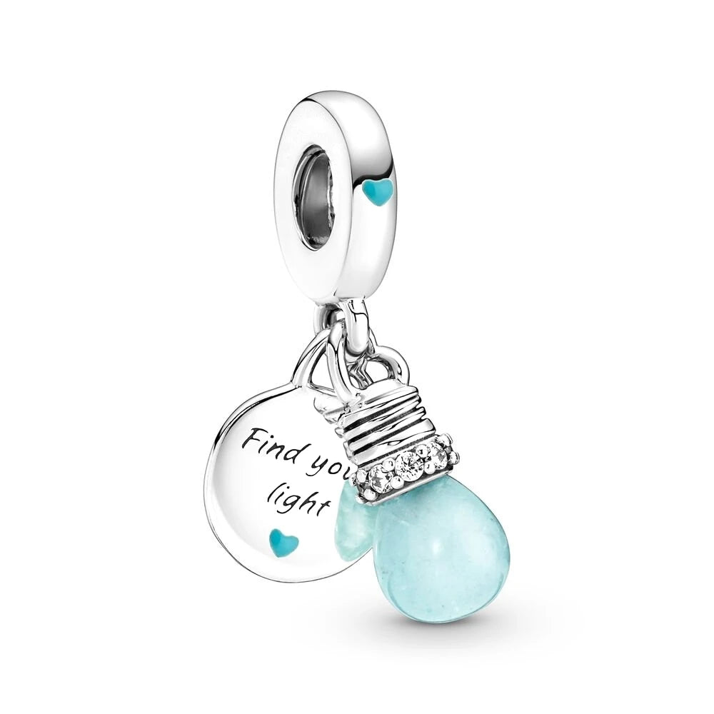 925 Silver Plated Murano Glass Sea Turtle Dangle Charm - Colorful Pink & Blue Jewelry for Women's Bracelet