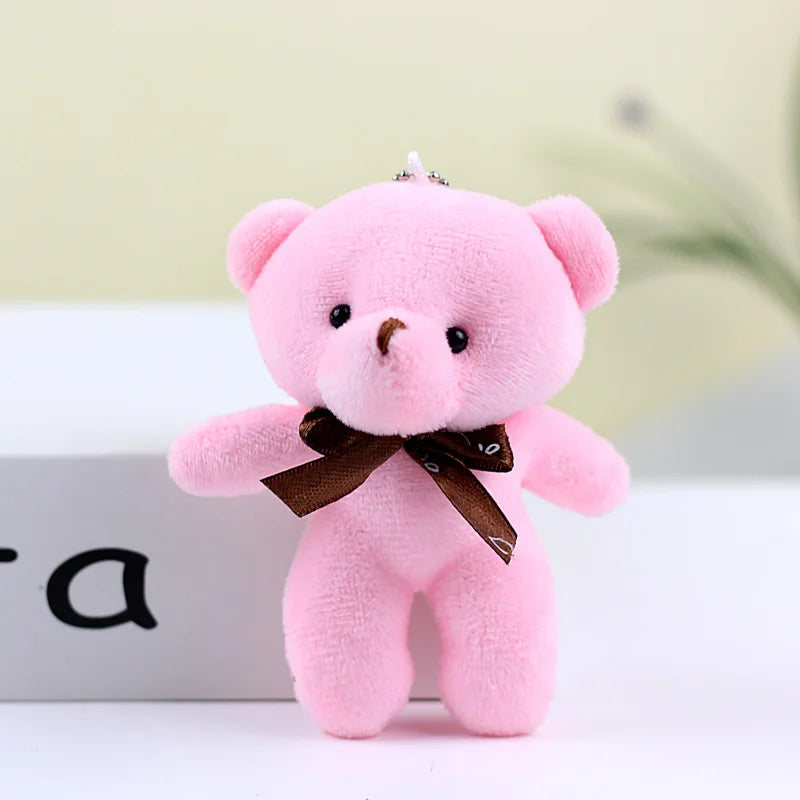 10pcs Mini Bear Plush Keychain — Soft Stuffed Doll Bag Pendant, Cute Toy for Wedding Decoration & Birthday Gift