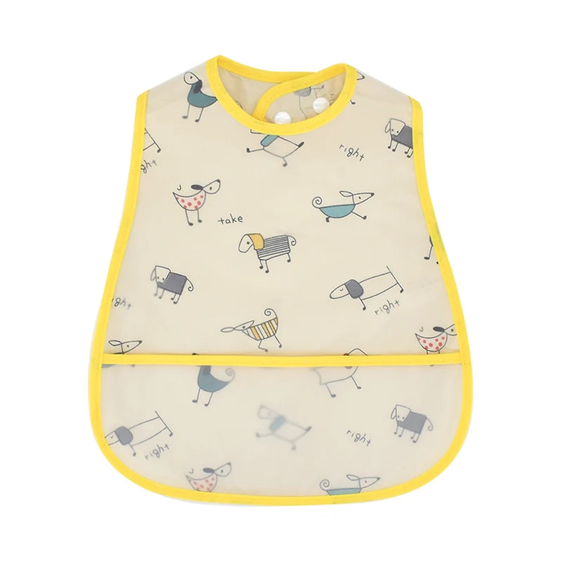 Adjustable Baby Bibs - Waterproof EVA Cotton Cartoon Feeding Bibs with Burp Cloth for Boys & Girls