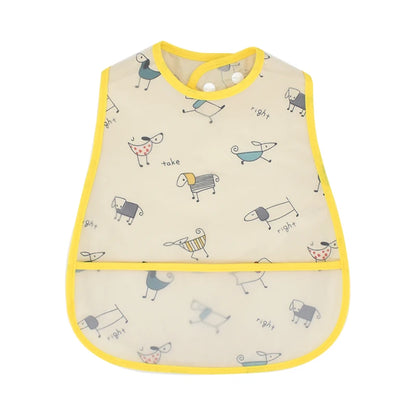 Adjustable Baby Bibs - Waterproof EVA Cotton Cartoon Feeding Bibs with Burp Cloth for Boys & Girls