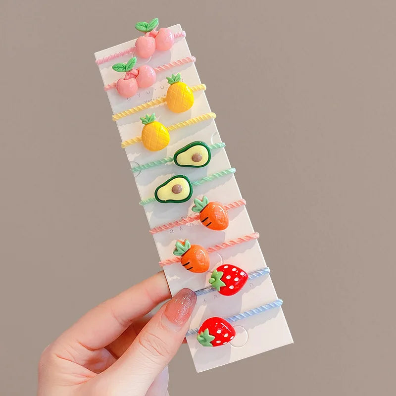 40PCS/10PCS Cute Flower Hair Bands for Girls – Elastic Hair Rings for Kids Birthday Party Headwear