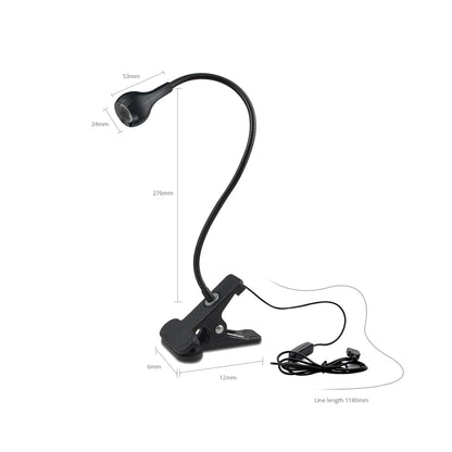Flexible USB Table Lamp with Clip - Bedside Reading Light and Book Lamp for Bedroom Decor