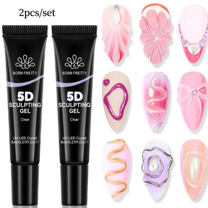 BORN PRETTY 30ML Nail Rhinestone & Gem Glue Gel – 3D Sculpting Adhesive for Nail Art, Flower Carving & DIY Decoration