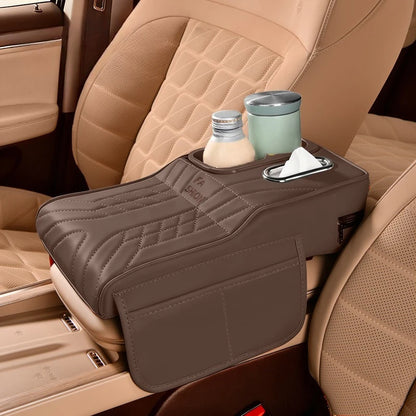 Car Center Console Armrest Box Pad Elevator Cushion – Storage Organizer with Tissue Holder, Cup Slot & Elbow Rest Interior Decor