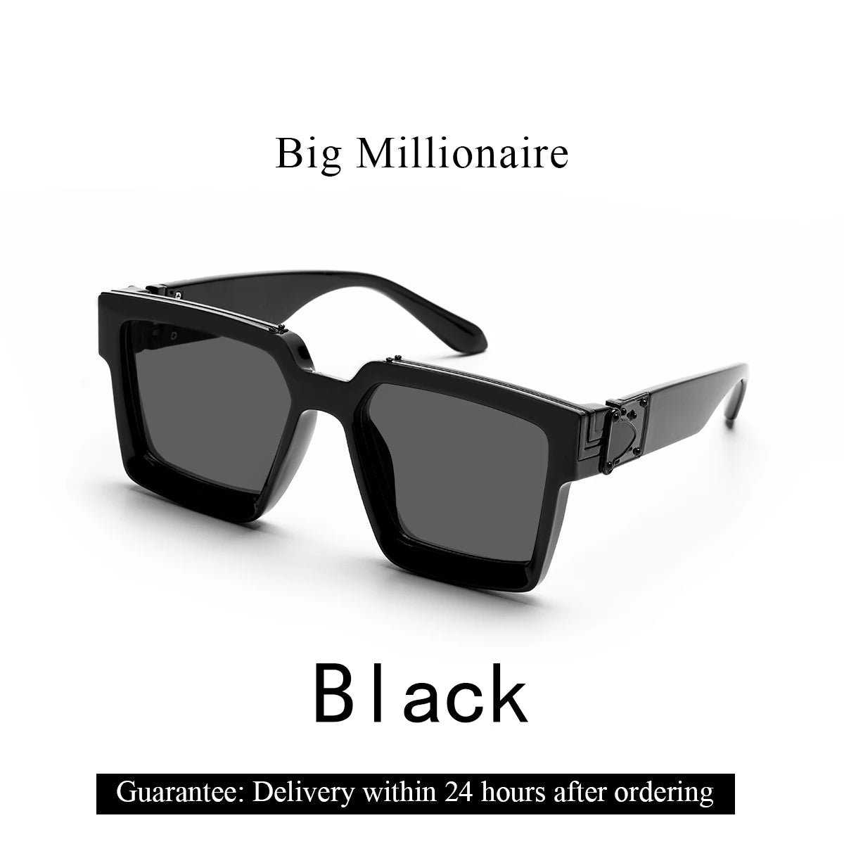 Ruiao Retro Black Millionaire Sunglasses – Luxury Square Designer Shades for Men & Women (2024)
