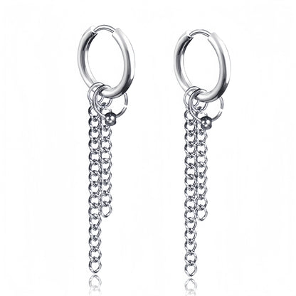 Long Hanging Cross & Leaf Hoop Earrings – Vintage Stainless Steel Hip Hop Unisex Jewelry Accessories