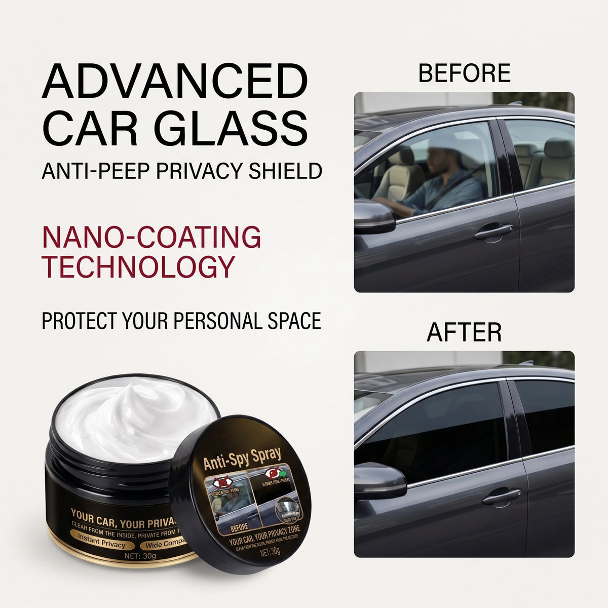 Glass Reflective Privacy Protection Paste - Anti-Peeping Window Film Cleaner for Car and Home Security