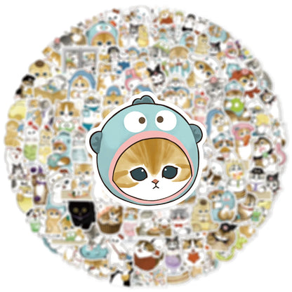 100PCS Kawaii Cat Stickers - Cute Cartoon Animal Decals for Laptops, Suitcases, Skateboards, Guitars, and Phones