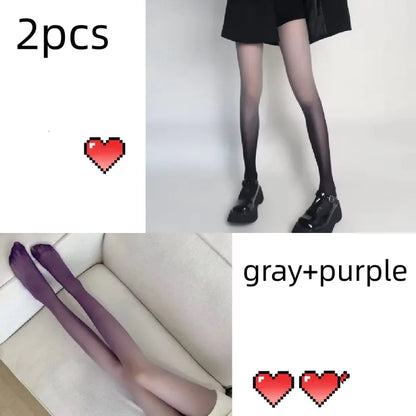 Women’s Sexy Gradient Pantyhose – Thin Transparent Candy Color Tights for Spring & Summer Hosiery