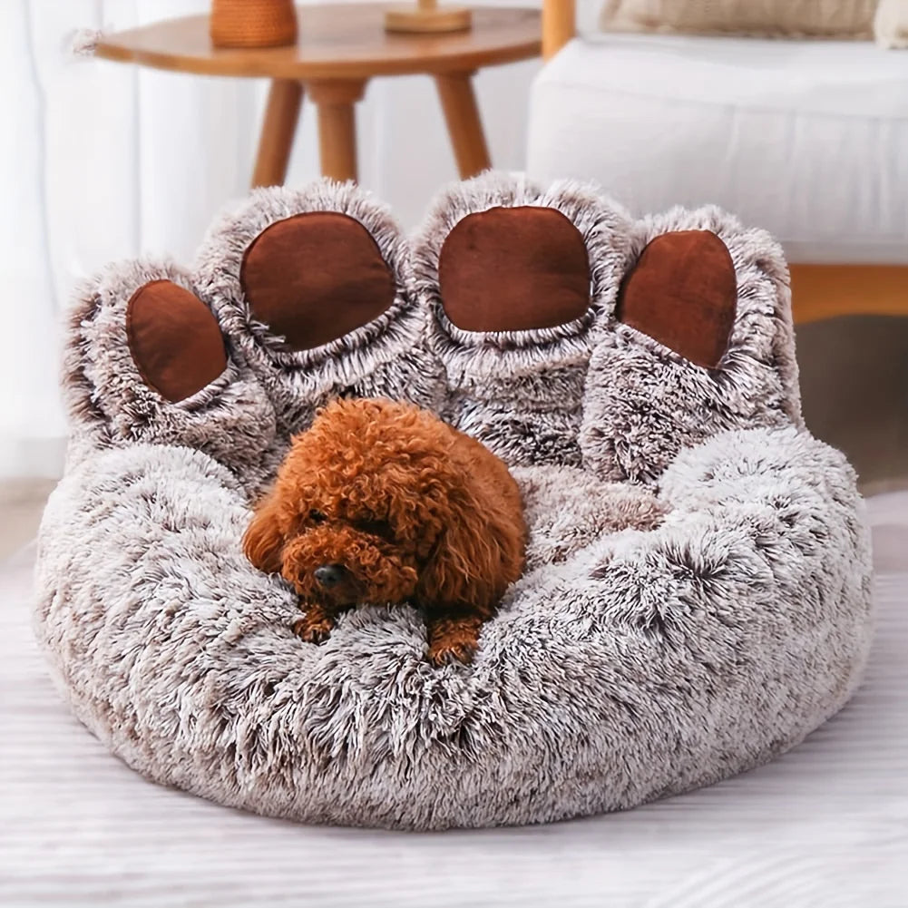 Cute Bear Paw Shape Pet Bed – Soft Fluffy Dog & Cat Sofa Cushion Sleeping Bed for Small, Medium & Large Pets Comfortable Cozy Pet Mattress