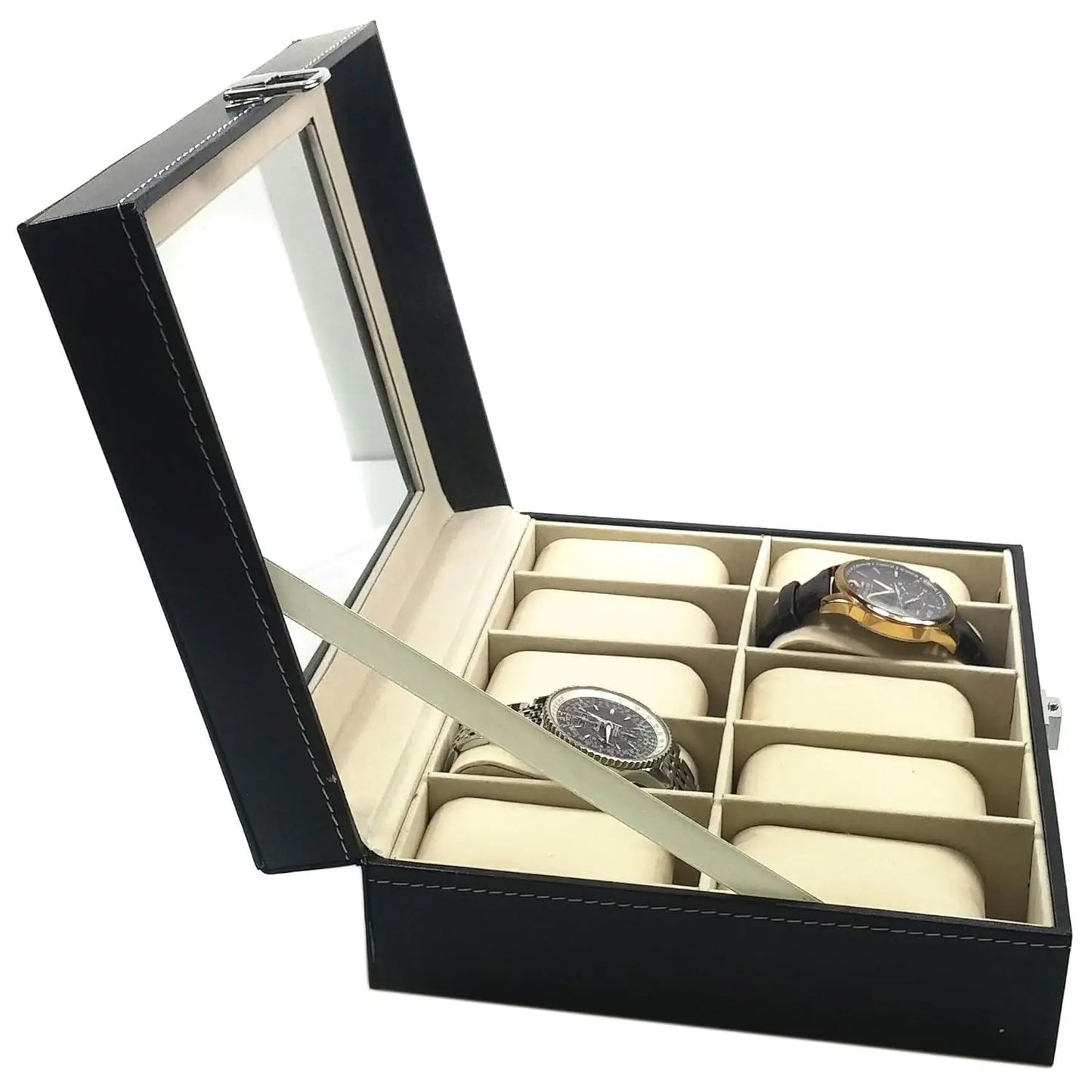 PU Leather Watch Organizer Box — Travel & Display Case Tray for Women’s Watch Collection Storage