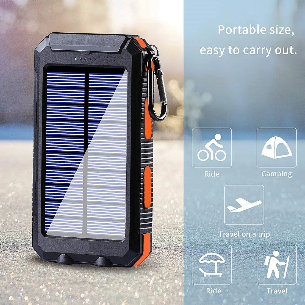 80000mAh Solar Power Bank – Portable External Battery Charger with LED Light for Smartphones