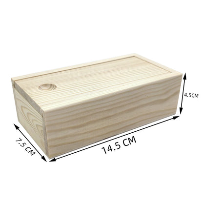 Pine Wooden Pull-Out Storage Box – Sliding Cover Jewelry Organizer, Log Drawer DIY Wooden Case