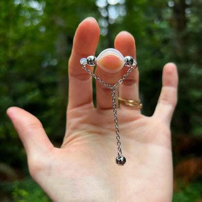 Adjustable Fake Nipple Rings - No-Pierce Acrylic Body Jewelry with Sparkling Accents for Parties & Events
