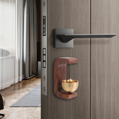 Magnetic Wooden Doorbell - Solid Brass Wind Chimes, Wireless Hanging Doorbell, Japanese Style Garden Pendant & Home Decor