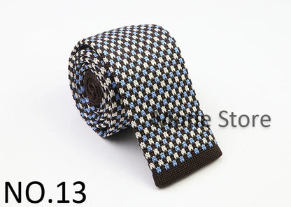 Classic Knit Neck Tie for Men — 6cm Plaid & Dots Casual Business Wedding Tie