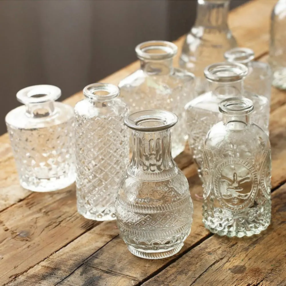 Retro Hydroponic Transparent Glass Vase — INS Style Flower Vase for Desktop, Home, Wedding & Party Decoration