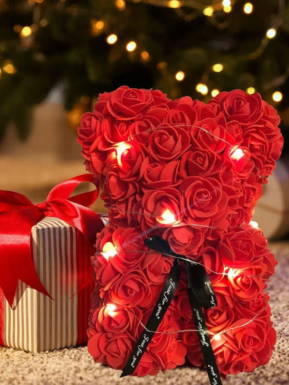 25cm Eternal Rose Teddy Bear – Artificial Flower Gift for Mom, Mother’s Day, Birthday, Valentine’s & Anniversary