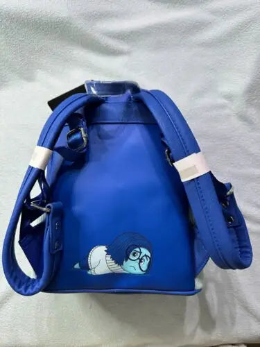 Disney Inside Out Sadness Mini Backpack – PU Leather Cartoon Rucksack for Girls, Cute Cosplay Storage Bag