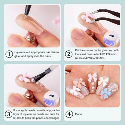 12 Grids Mixed Resin Bowknot Nail Art Decorations – 3D Acrylic Charms & Kawaii Colorful Rhinestone DIY Manicure Parts