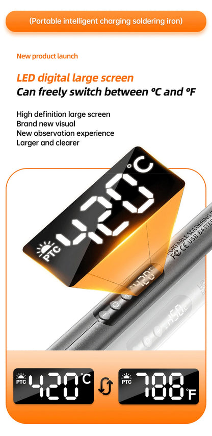 USB Type-C Mini Soldering Iron Set – 5V 8W Electric Soldering Tool with Digital Display & Adjustable Temperature