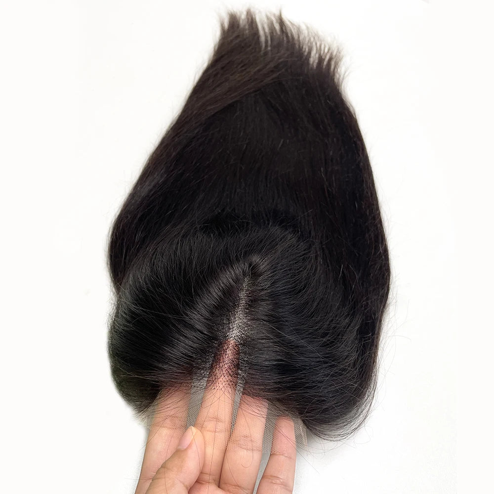 Virgin Human Hair 8x8 Inch Wefted Topper – 4x4 Inch HD Lace Base, Natural Black & Brown Hair Clips, Hairpiece for Women
