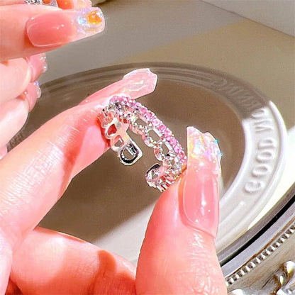 3PCS Heart Zircon Open Ring Set - Y2K Gothic Fashion Jewelry Accessories for Women & Girls