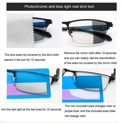 Smart Photochromic Reading Glasses for Men – 2-in-1 Trendy Unisex Presbyopia Sunglasses +1.0 +1.5