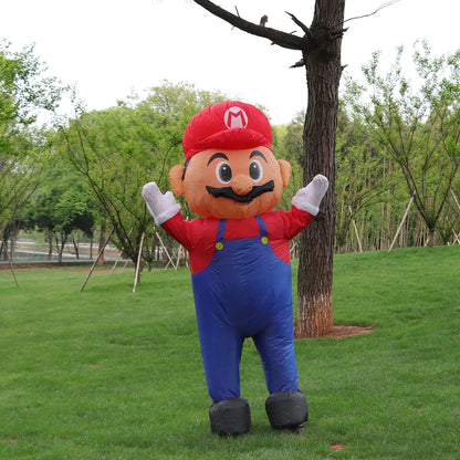 Super Plumber Mari Inflatable Costume – Red Hat Monster Cosplay for Adults & Kids, Halloween, Christmas, Party, Festival